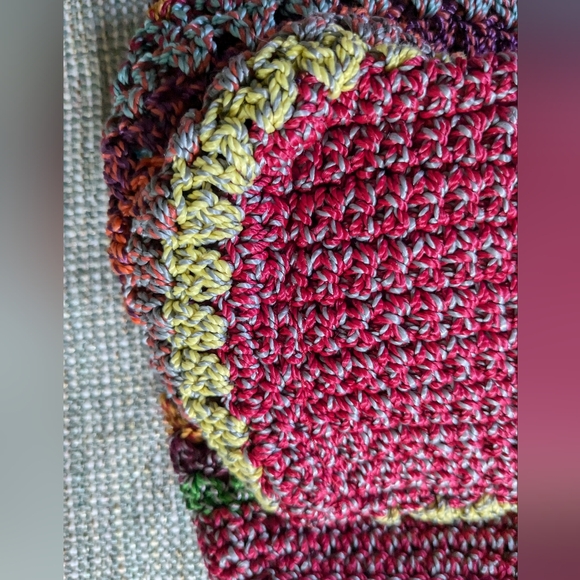 The Sak Greenwood Stripes Multicolor Crochet Tote Shoulder Handbag 14"x11"x4 - Picture 7 of 13